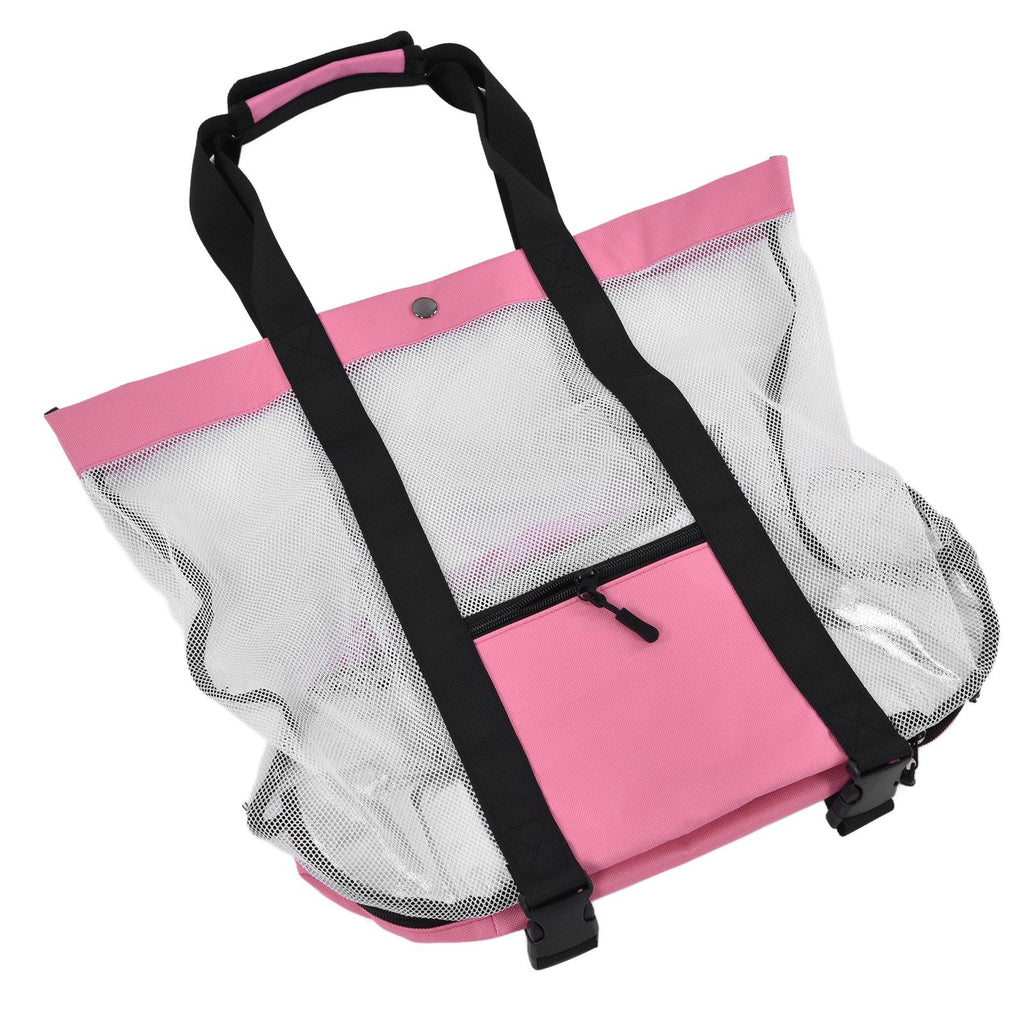 Beach Bags Mesh Cotton Oversized Storage Tote Bags for Beach Picnic Barbecue Camping Pink