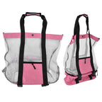 Beach Bags Mesh Cotton Oversized Storage Tote Bags for Beach Picnic Barbecue Camping Pink