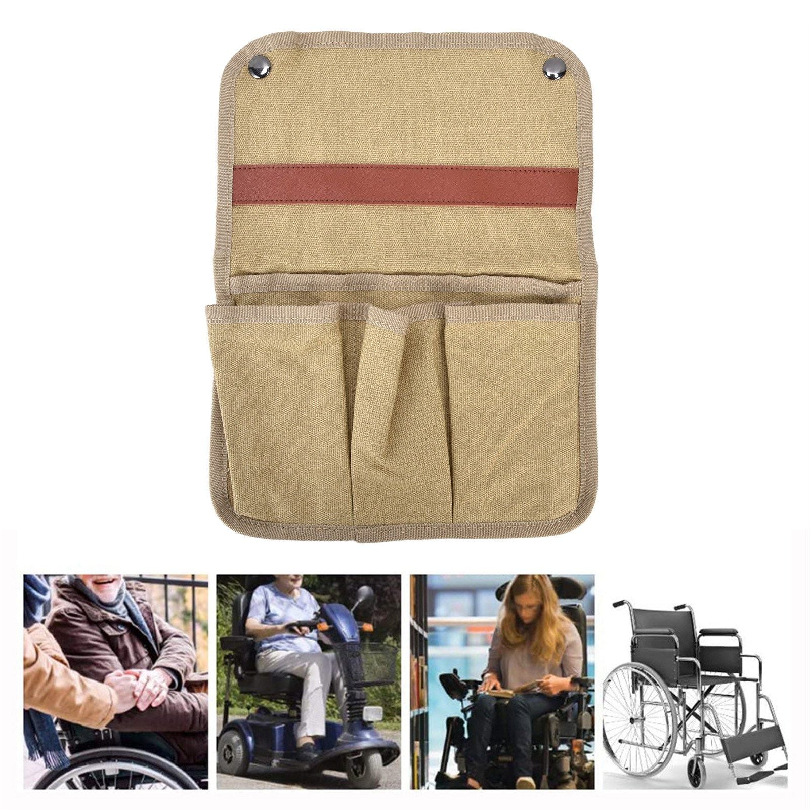 Camping Chair Armrest Storage Bag Large Capacity Multiple Pockets Portable Chair Hanging Storage Bag for Outdoor BeachKhaki