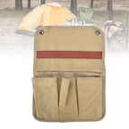 Camping Chair Armrest Storage Bag Large Capacity Multiple Pockets Portable Chair Hanging Storage Bag for Outdoor BeachKhaki