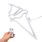 LED Neon Light Ice Cream Waterproof Battery USB Powered Hangable Decorative Remote Control Neon Sign for Home Party(White Blue )