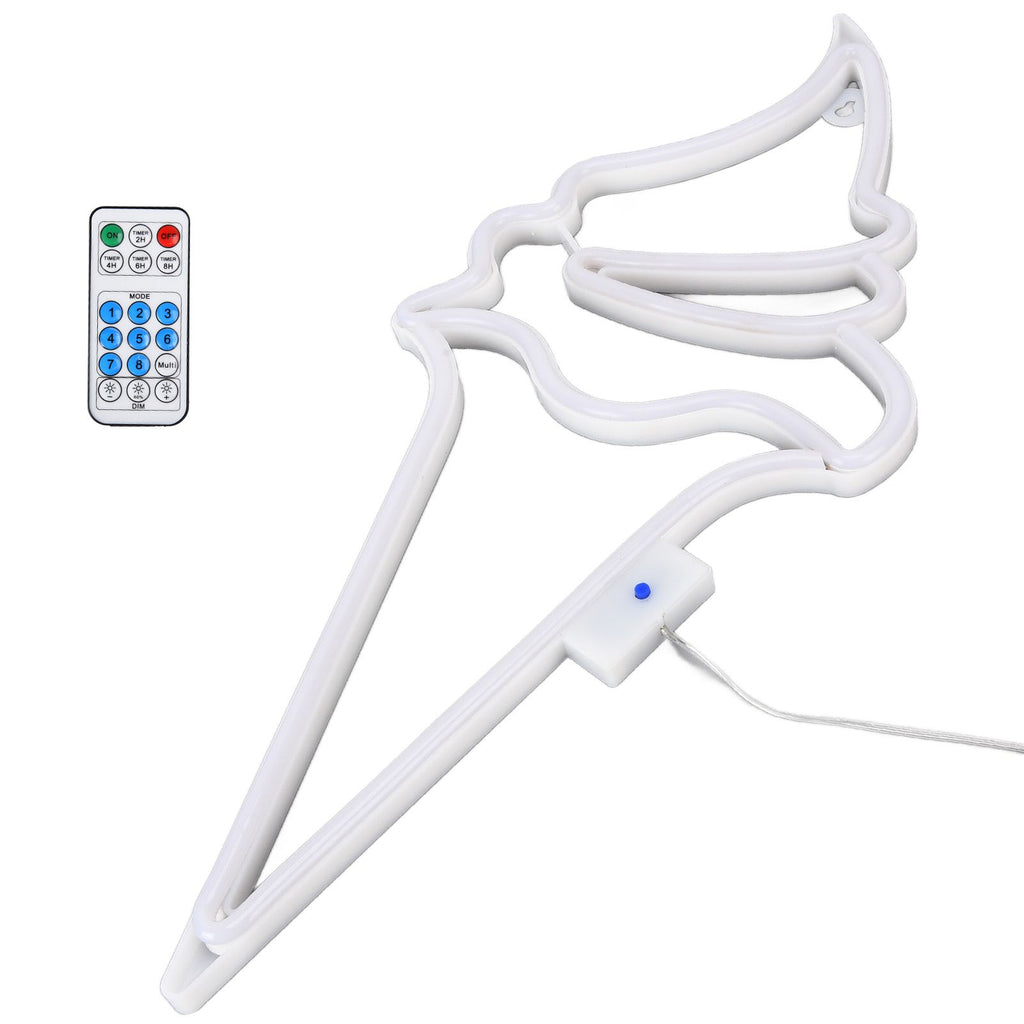 LED Neon Light Ice Cream Waterproof Battery USB Powered Hangable Decorative Remote Control Neon Sign for Home Party(Blue Pink )