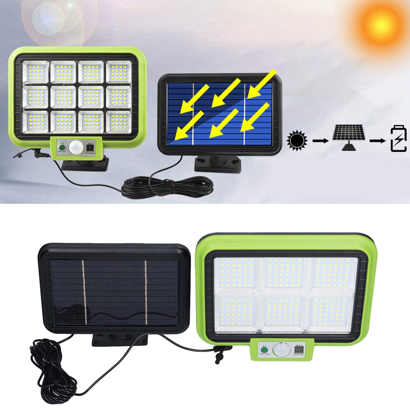 Solar Light Rotatable Panels Rechargeable Battery Motion Sensor Function Waterproof Lighting Device for Yards