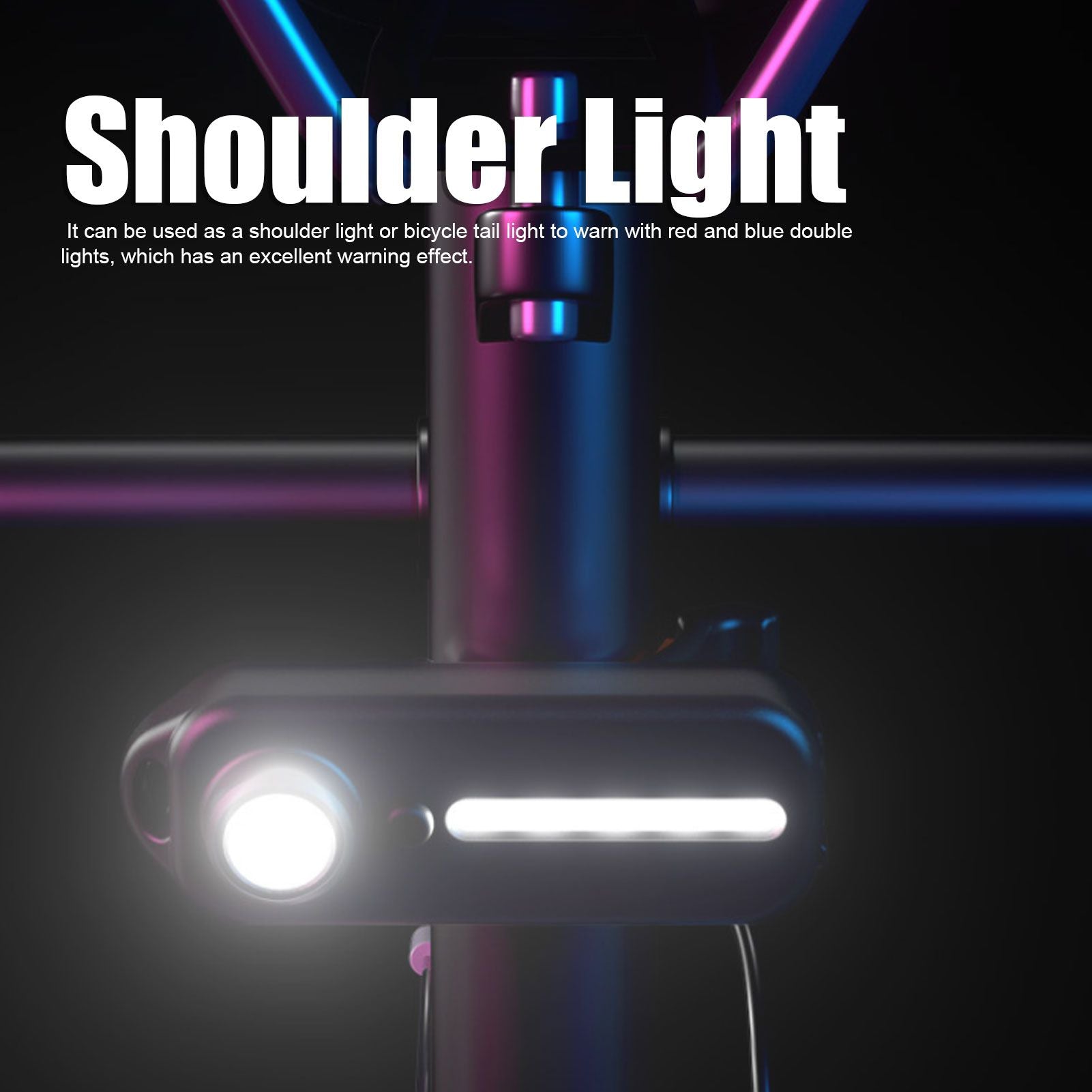 LED Warning Shoulder Light IPX3 USB Charging Bicycle Tail Lamp with 5 Light Modes Night Riding Equipment