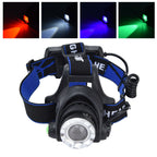 4 in 1 RGBW Focus Headlamp Telescopic Zoom USB Rechargeable Super Bright Headlight for Fishing