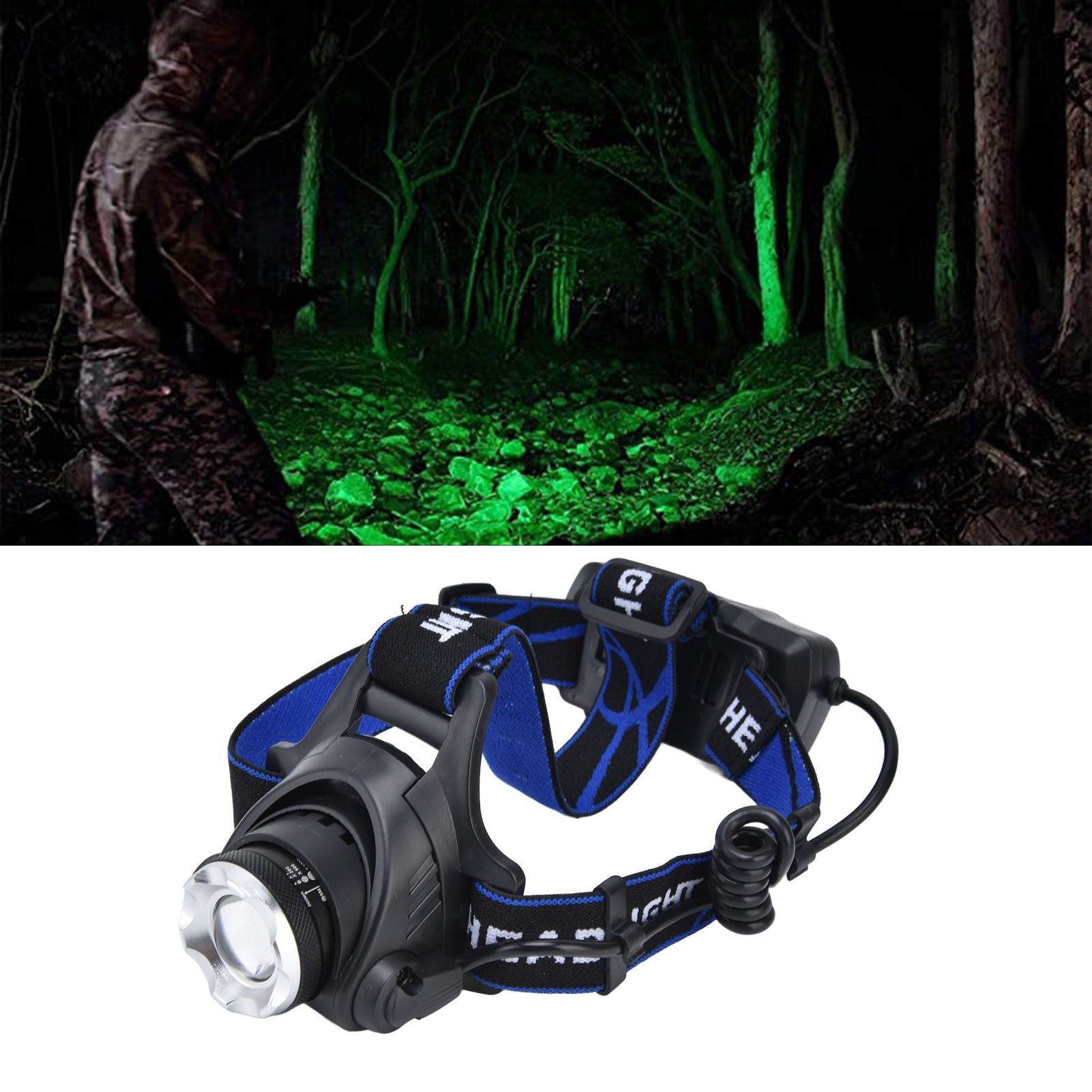 4 in 1 RGBW Focus Headlamp Telescopic Zoom USB Rechargeable Super Bright Headlight for Fishing