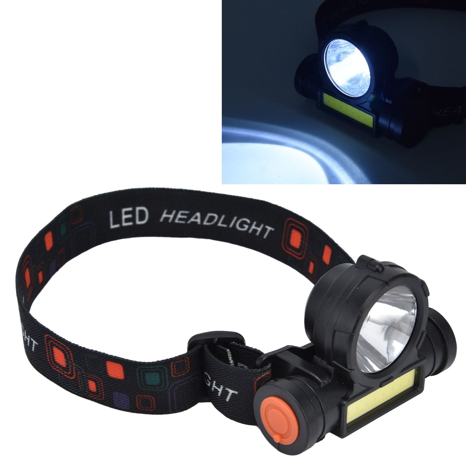Headlamp LED COB Dual Use Adjustable USB Rechargeable Waterproof LED Headlamp for Outdoor Camping Hunting Fishing