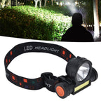 Headlamp LED COB Dual Use Adjustable USB Rechargeable Waterproof LED Headlamp for Outdoor Camping Hunting Fishing