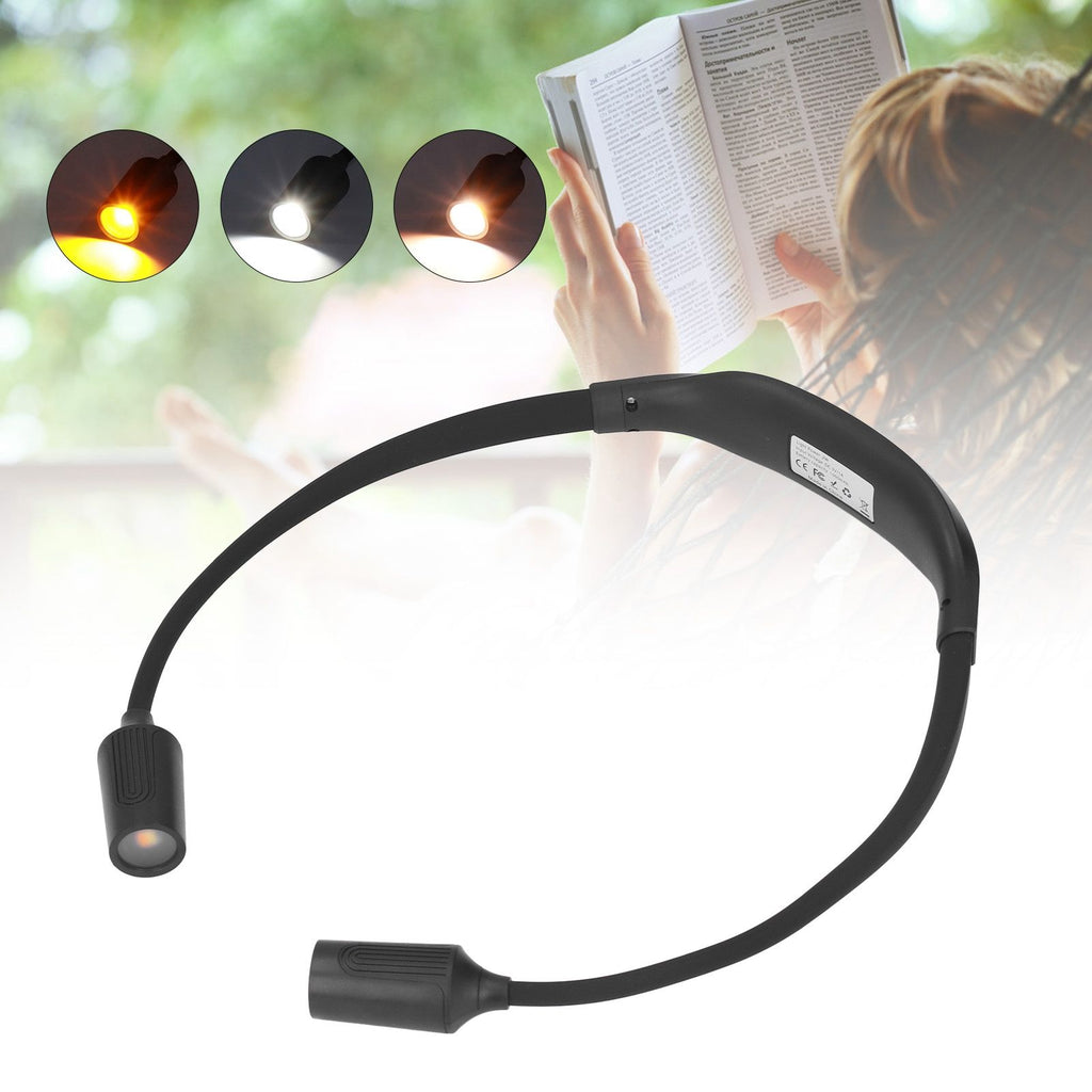 Neck Book Light Type C Charging LED Neck Reading Light with 4 LED Beads and 3 Light Sources for Night Running Camping