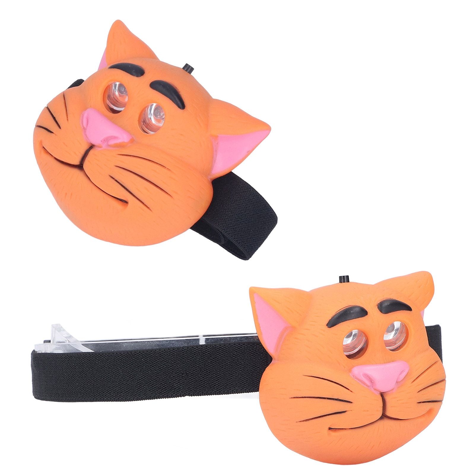 Kids Headlamp Cat Shape 2 Lighting Modes Lightweight Portable Battery Power Supply Plastic Headlight for Camping