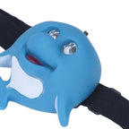 Kids Headlamp Blue Dolphin Shape Eco Friendly Plastic 2 Lighting Modes Portable Battery Powered Headlight for Outdoor