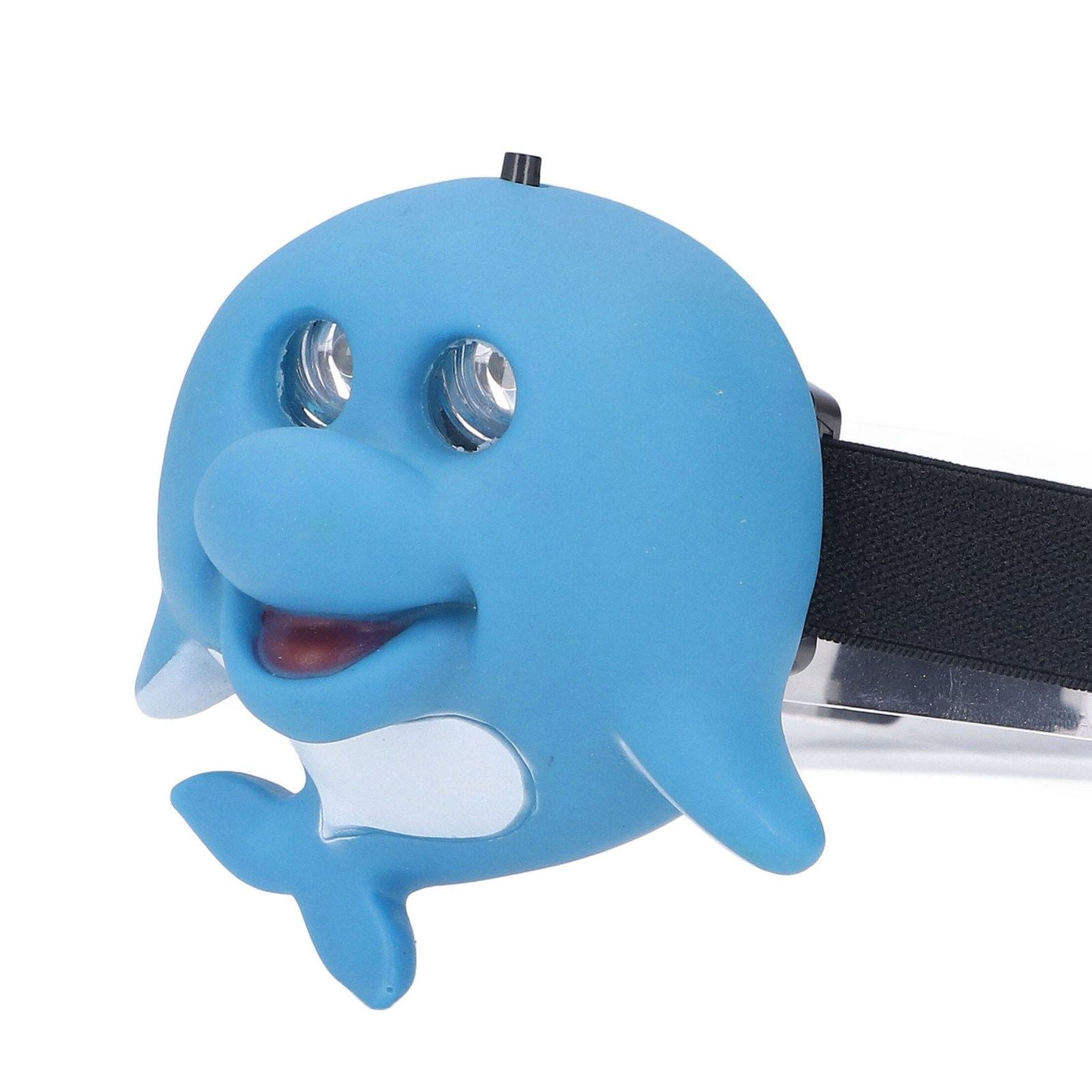 Kids Headlamp Blue Dolphin Shape Eco Friendly Plastic 2 Lighting Modes Portable Battery Powered Headlight for Outdoor
