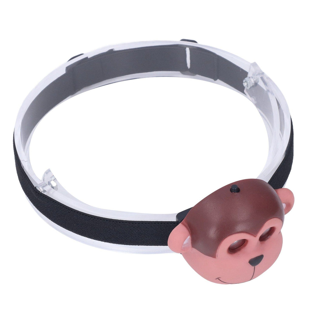 Kids Headlamp Monkey Appearance 2 Lighting Modes Battery Powered Lightweight Plastic LED Headlight for Outdoor Sports