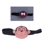 Kids Headlamp Monkey Appearance 2 Lighting Modes Battery Powered Lightweight Plastic LED Headlight for Outdoor Sports