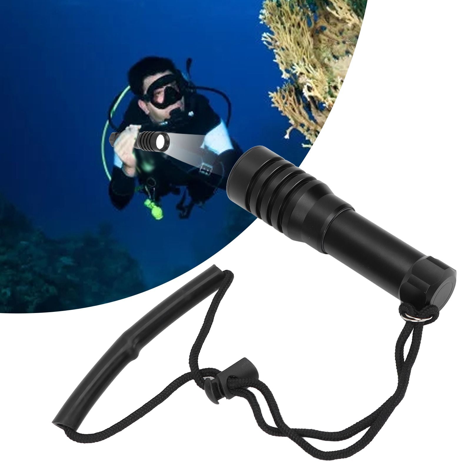 5000LM Diving Flashlight Underwater Diving Light 100m Depth Waterproof Torch for Night Fishing Canping