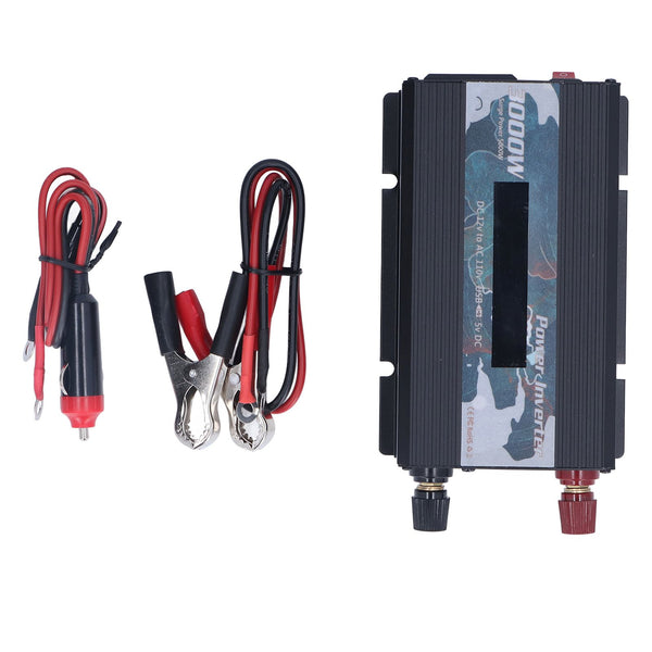Pure Sine Wave Inverter DC 12V to AC 110V Multifunctional Power Battery Converter for Electrical ApplianceBlack