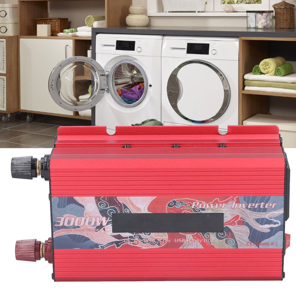 Pure Sine Wave Inverter DC 12V to AC 110V Multifunctional Power Battery Converter for Electrical ApplianceRed