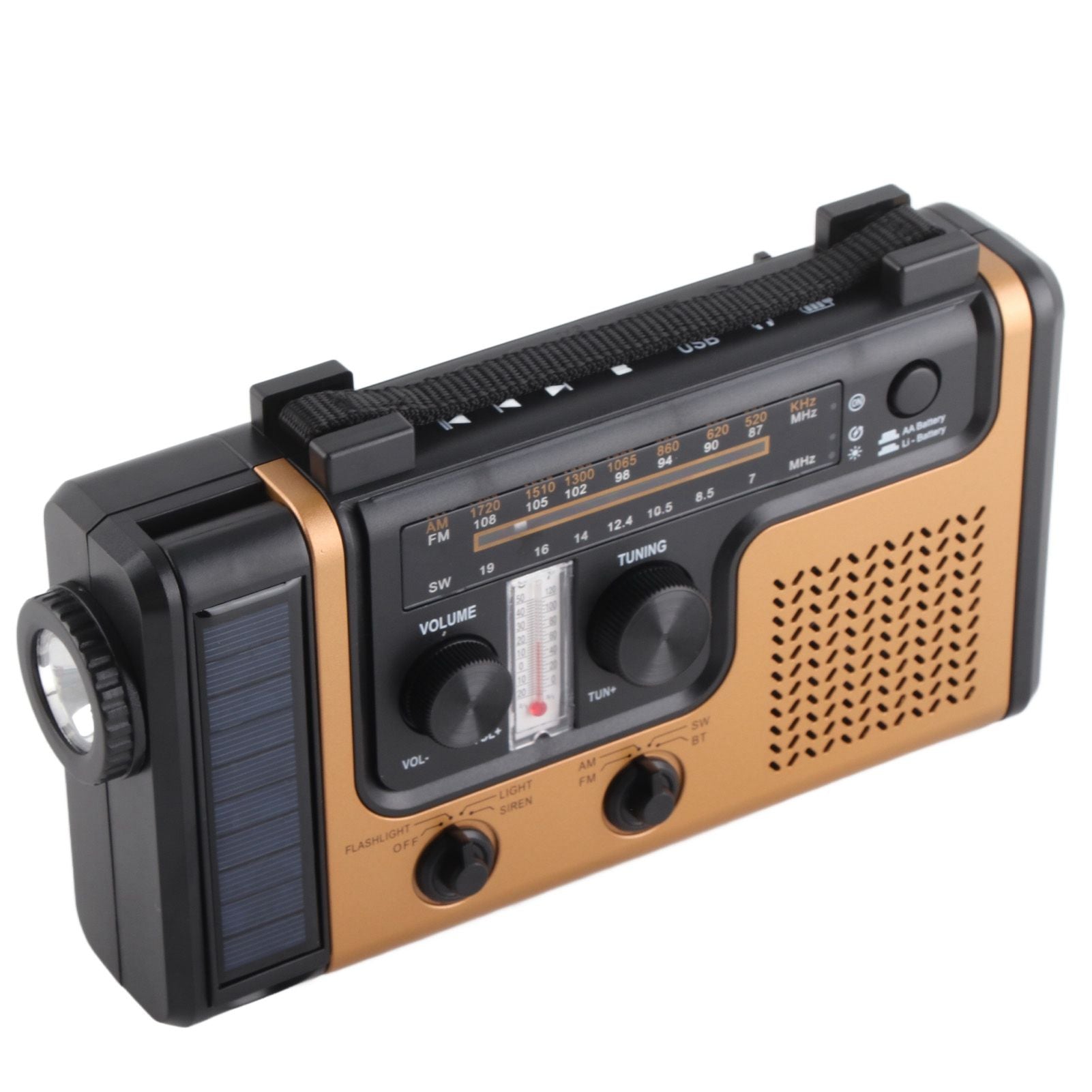 Portable LED Solar Hand Crank Radio 2000mAh AM FM SW Emergency Weather Radio with Flashlight