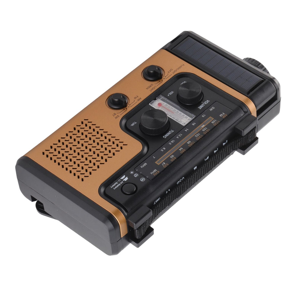 Portable LED Solar Hand Crank Radio 2000mAh AM FM SW Emergency Weather Radio with Flashlight