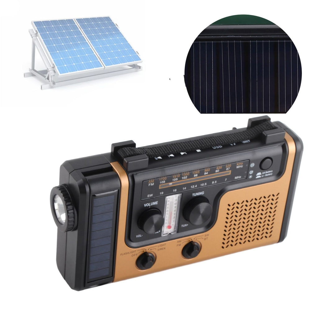 Portable LED Solar Hand Crank Radio 2000mAh AM FM SW Emergency Weather Radio with Flashlight