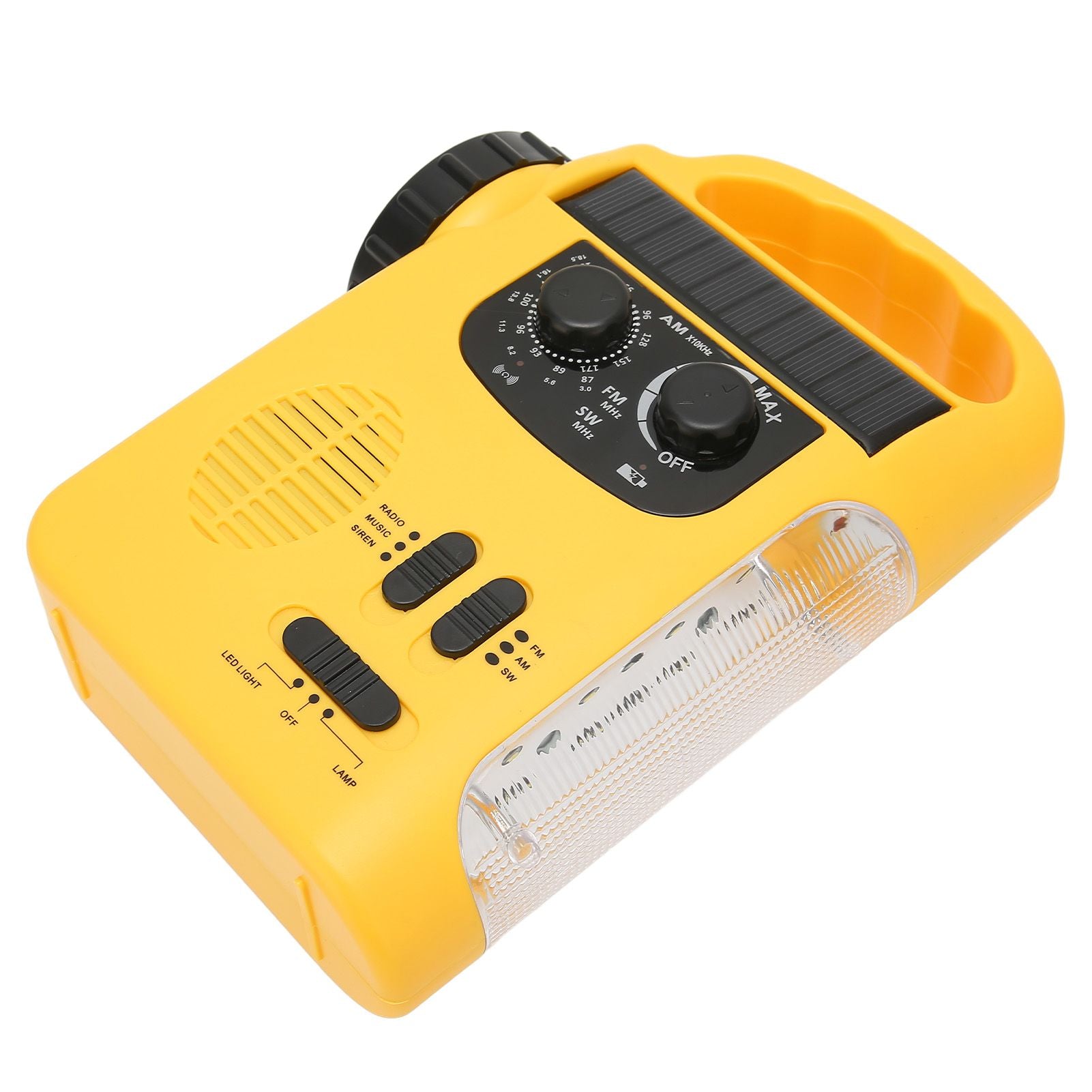 Hand Crank Solar Radio AM FM SW Emergency Radio with LED Flashlight Reading Light MP3 Player for Outdoor CampingYellow