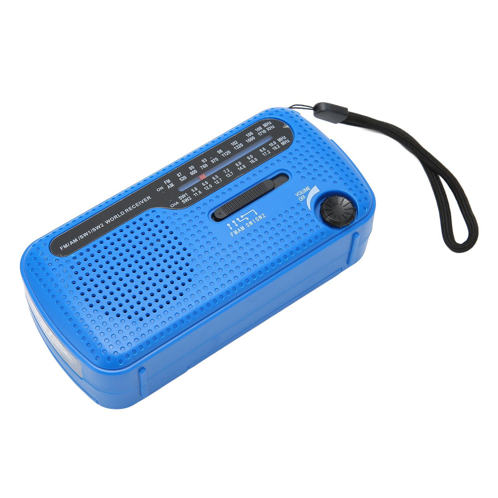 Hand Crank Solar Radio AM FM SW1 SW2 Camping LED Flashlight Multiband Camping Emergency Radio for OutdoorBlue