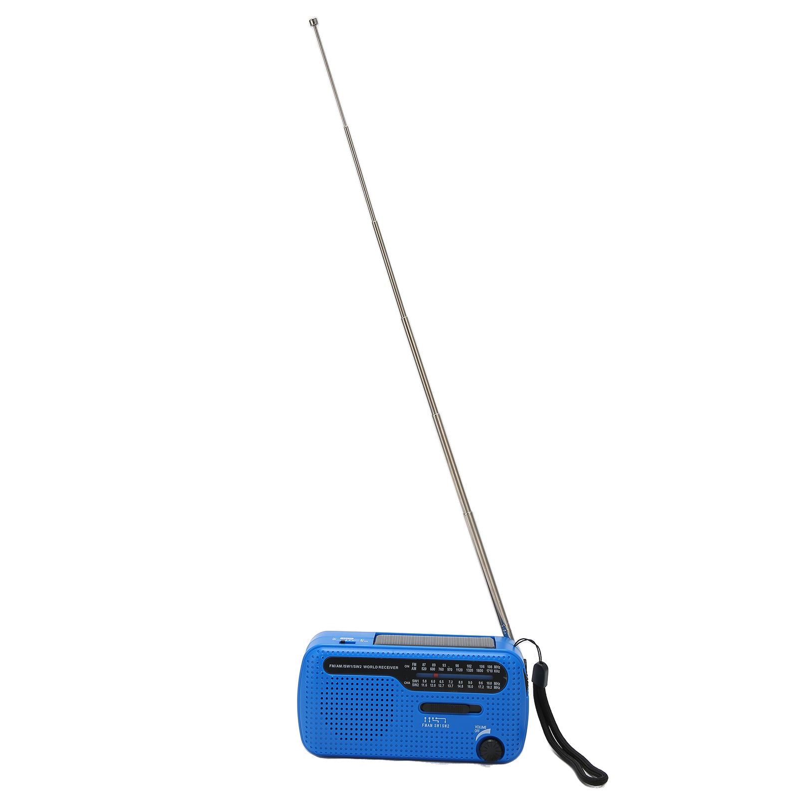 Hand Crank Solar Radio AM FM SW1 SW2 Camping LED Flashlight Multiband Camping Emergency Radio for OutdoorBlue