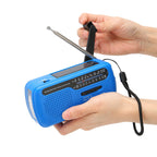 Hand Crank Solar Radio AM FM SW1 SW2 Camping LED Flashlight Multiband Camping Emergency Radio for OutdoorBlue