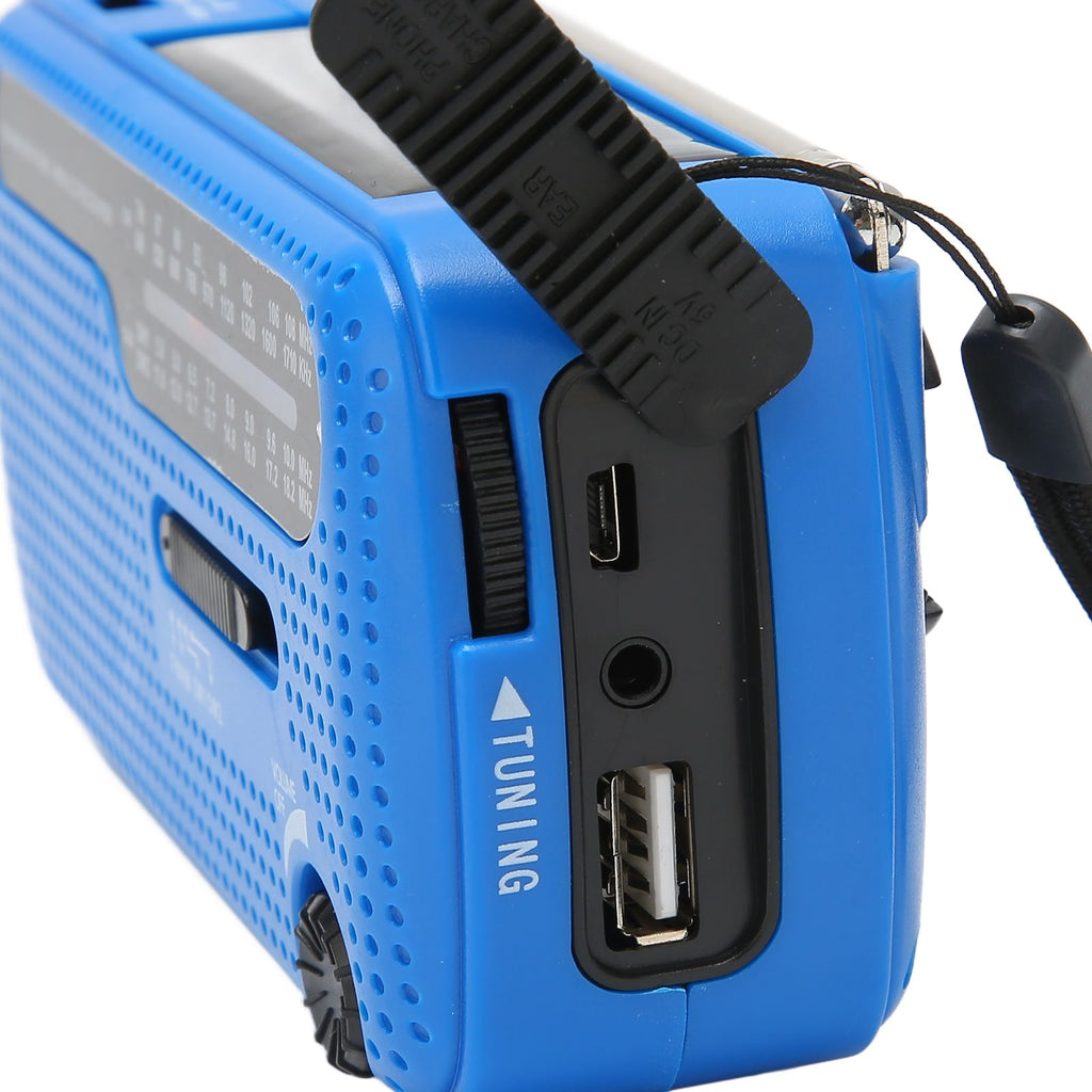 Hand Crank Solar Radio AM FM SW1 SW2 Camping LED Flashlight Multiband Camping Emergency Radio for OutdoorBlue