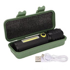Mini Flashlight Strong Light 3 Modes Telescopic Zoom Portable Rechargeable for Camping Emergency Outdoor