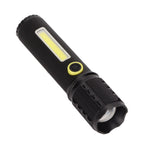 Mini Flashlight Strong Light 3 Modes Telescopic Zoom Portable Rechargeable for Camping Emergency Outdoor