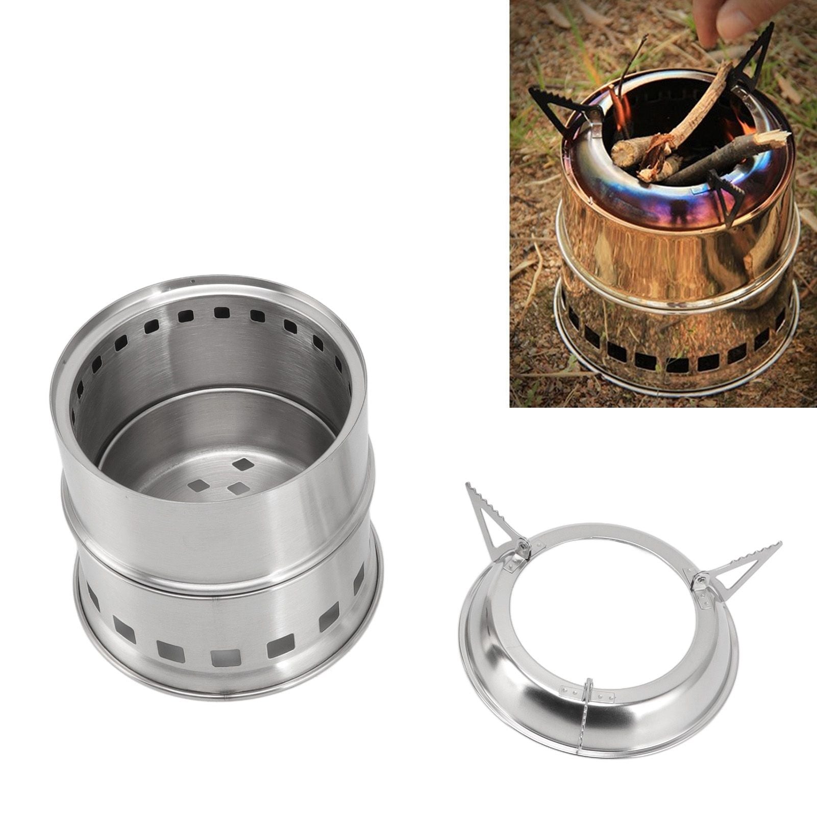 Mini Alcohol Stove for Camping Hiking Stainless Steel Campfire Stove With Storage Bag Round