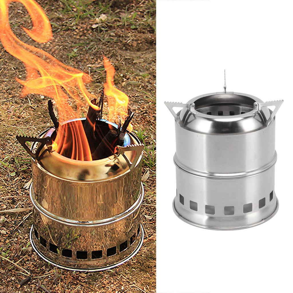 Mini Alcohol Stove for Camping Hiking Stainless Steel Campfire Stove With Storage Bag Round