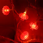 Red Chinese Lantern String Lights LED Light Beads Waterproof New Year Lantern with PVC Shell for Courtyards Without Tassel 3meters/9.8ft 20 Lights