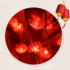 Red Chinese Lantern String Lights LED Light Beads Waterproof New Year Lantern with PVC Shell for Courtyards Without Tassel 3meters/9.8ft 20 Lights
