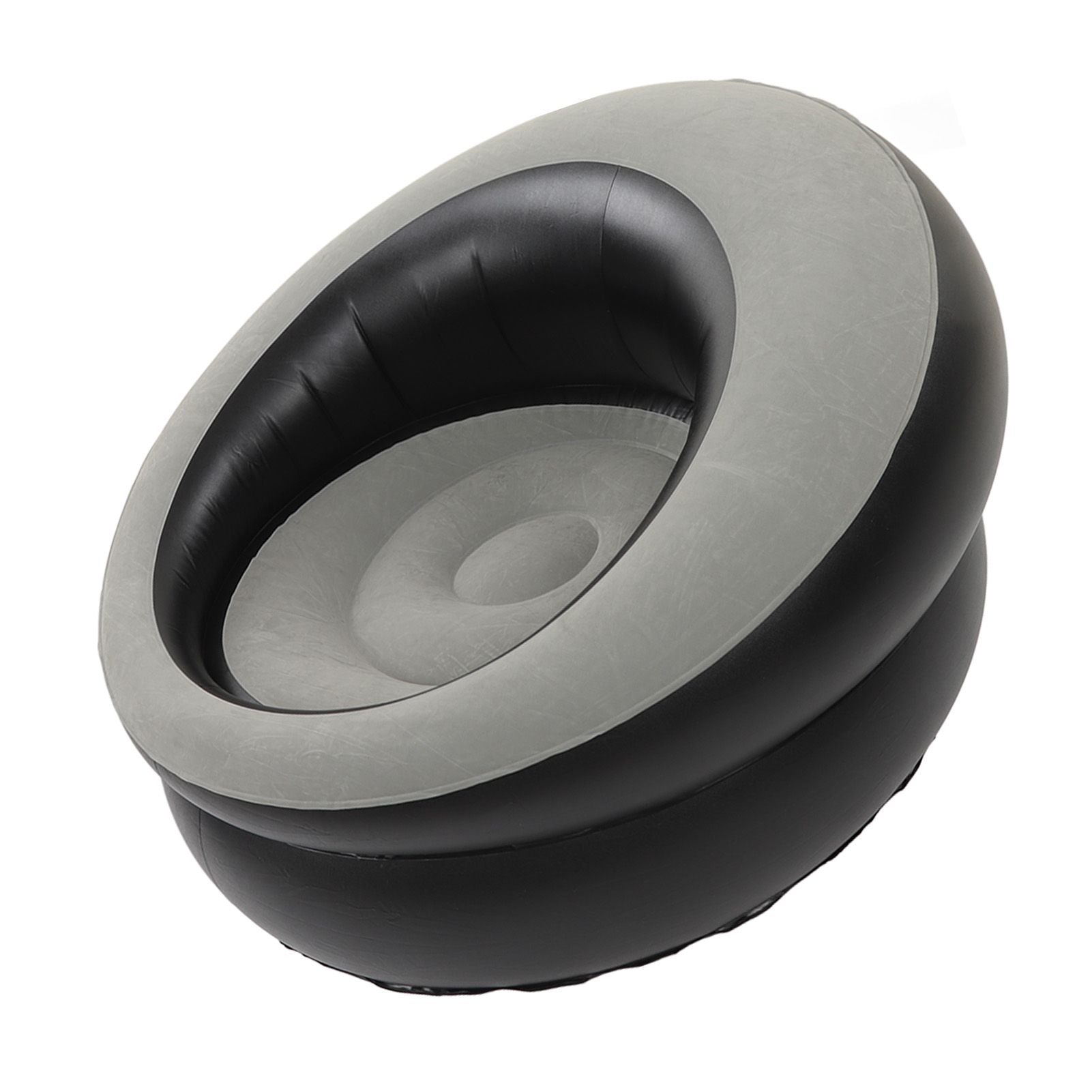 Inflatable Couch Flocking Air Sofa Simple Inflatable Chair for Living Room Bedroom Reading Room Office Balcony Travel Grey