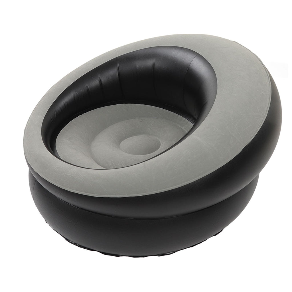 Inflatable Couch Flocking Air Sofa Simple Inflatable Chair for Living Room Bedroom Reading Room Office Balcony Travel Grey