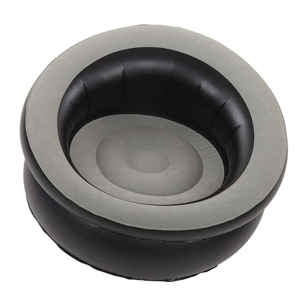 Inflatable Couch Flocking Air Sofa Simple Inflatable Chair for Living Room Bedroom Reading Room Office Balcony Travel Grey