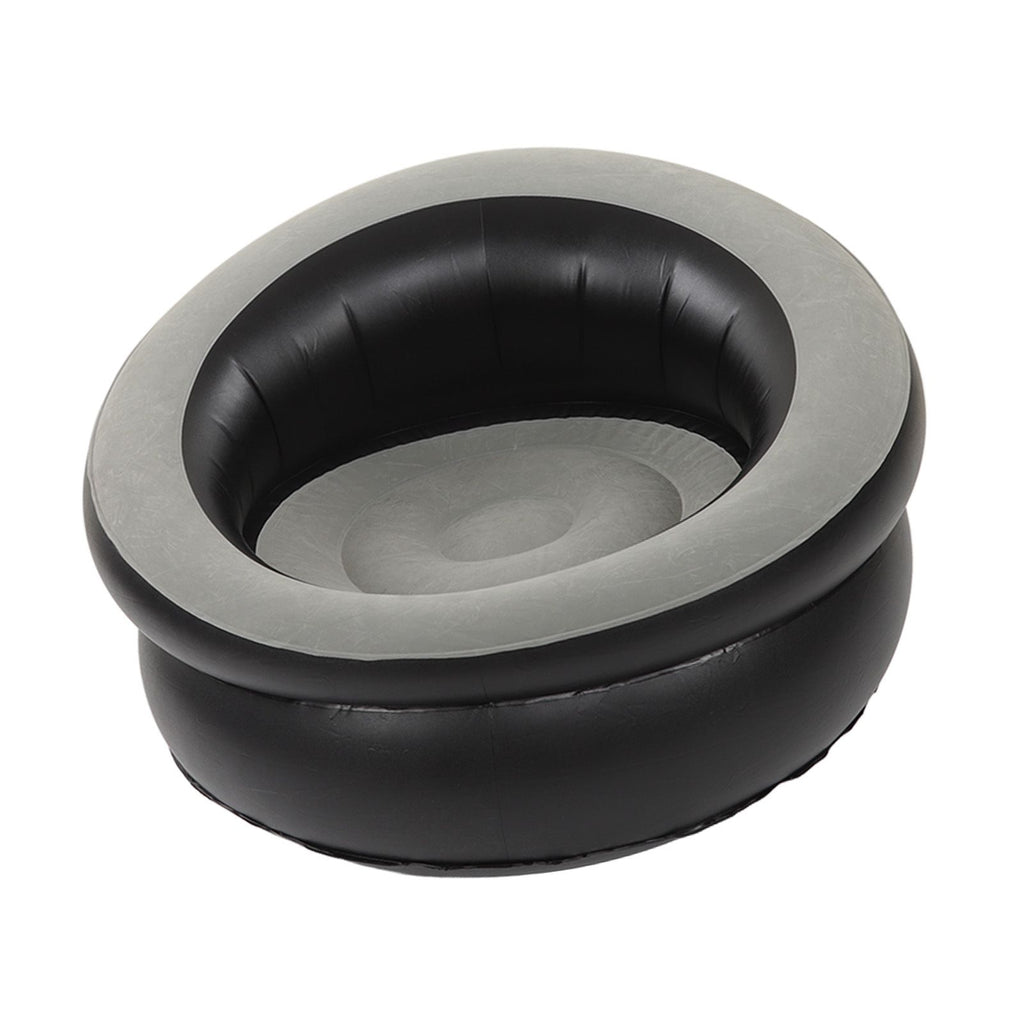 Inflatable Couch Flocking Air Sofa Simple Inflatable Chair for Living Room Bedroom Reading Room Office Balcony Travel Grey