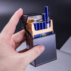 Magnetic Cigarette Case 20 Capacity Universal Flip Cover Aluminum Alloy Cigarette Box for Women Men Grey