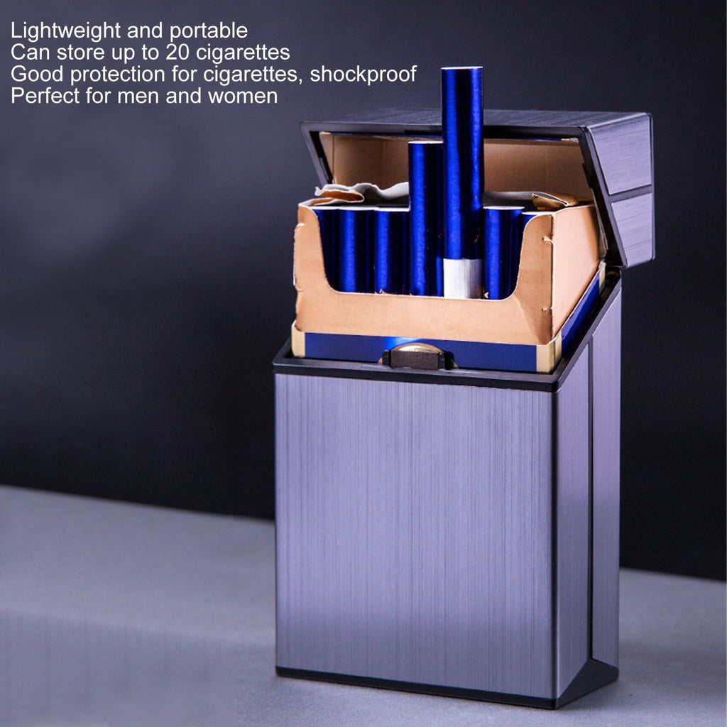 Magnetic Cigarette Case 20 Capacity Universal Flip Cover Aluminum Alloy Cigarette Box for Women Men Grey