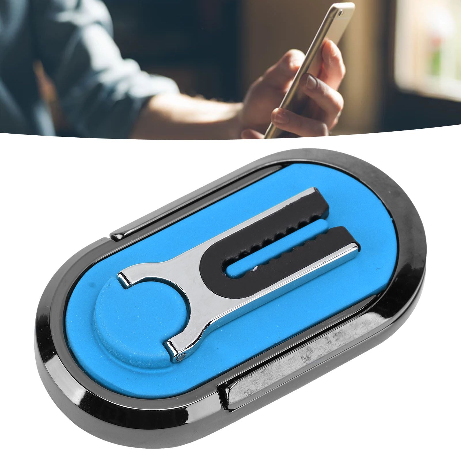 Mobile Phone Holder Stand Cigarette Lighter Rechargeable with Charging Cable Phone Ring Holder Blue