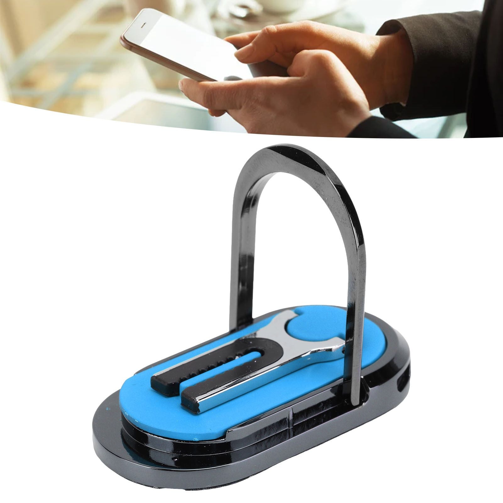 Mobile Phone Holder Stand Cigarette Lighter Rechargeable with Charging Cable Phone Ring Holder Blue
