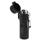 Electric Lighter Waterproof Double Arc Windproof Rechargeable 220mAh Cigarette Lighter for Camping Black