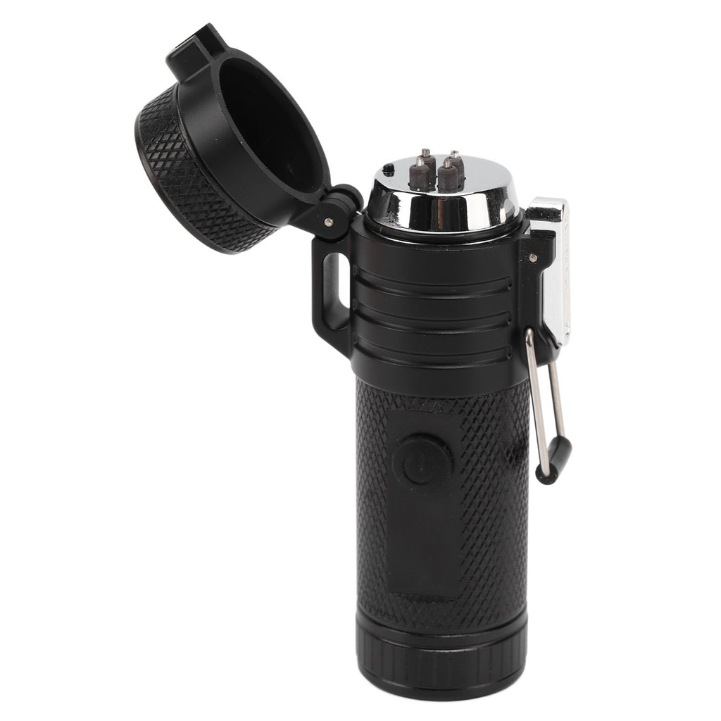 Electric Lighter Waterproof Double Arc Windproof Rechargeable 220mAh Cigarette Lighter for Camping Black