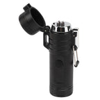Electric Lighter Waterproof Double Arc Windproof Rechargeable 220mAh Cigarette Lighter for Camping Black