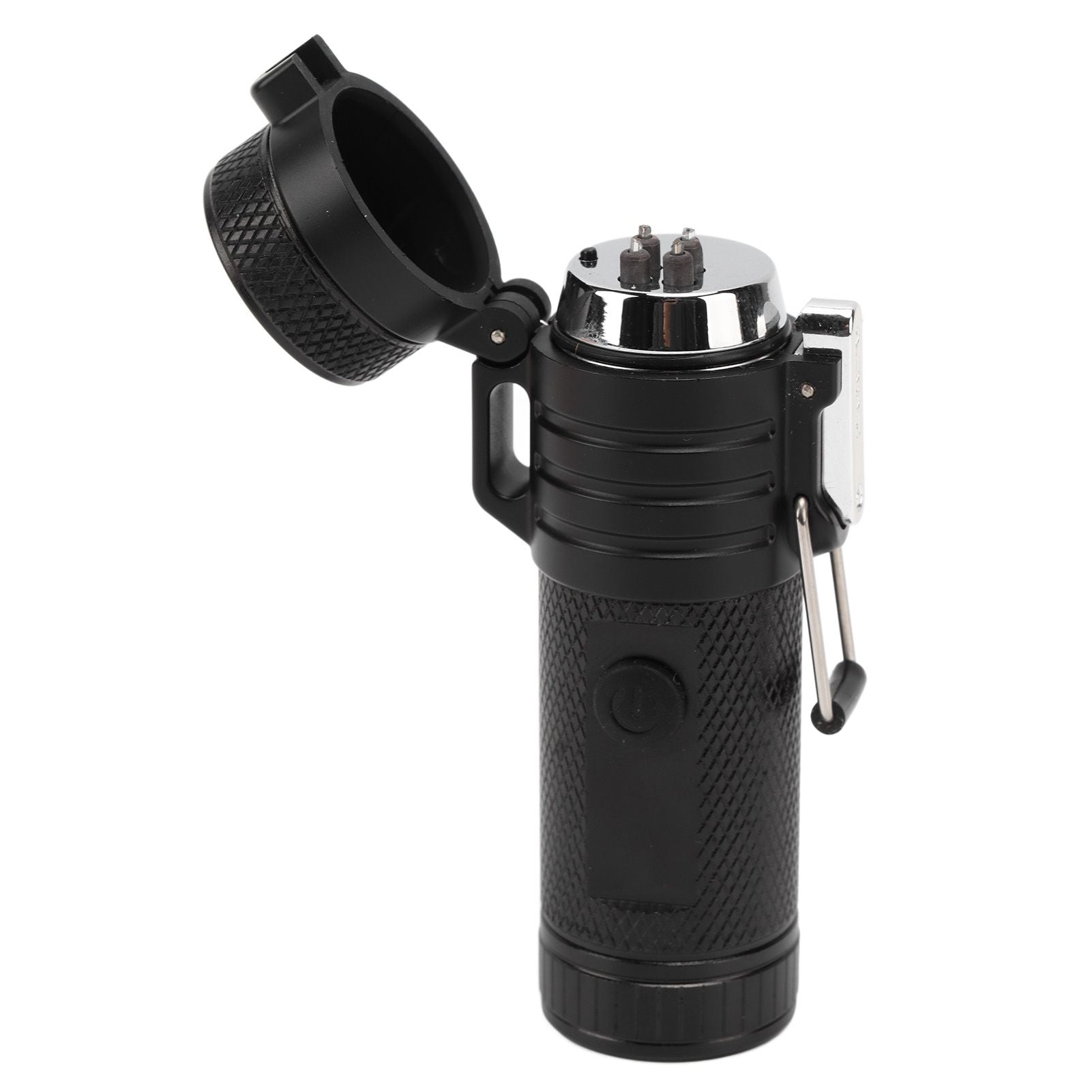 Electric Lighter Waterproof Double Arc Windproof Rechargeable 220mAh Cigarette Lighter for Camping Black
