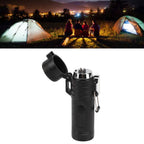 Electric Lighter Waterproof Double Arc Windproof Rechargeable 220mAh Cigarette Lighter for Camping Black