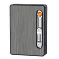 Cigarette Case 3 in 1 Multi Function Rechargeable Cigarette Holder with Windproof Lighter LED Light for 10pcs Cigarettes