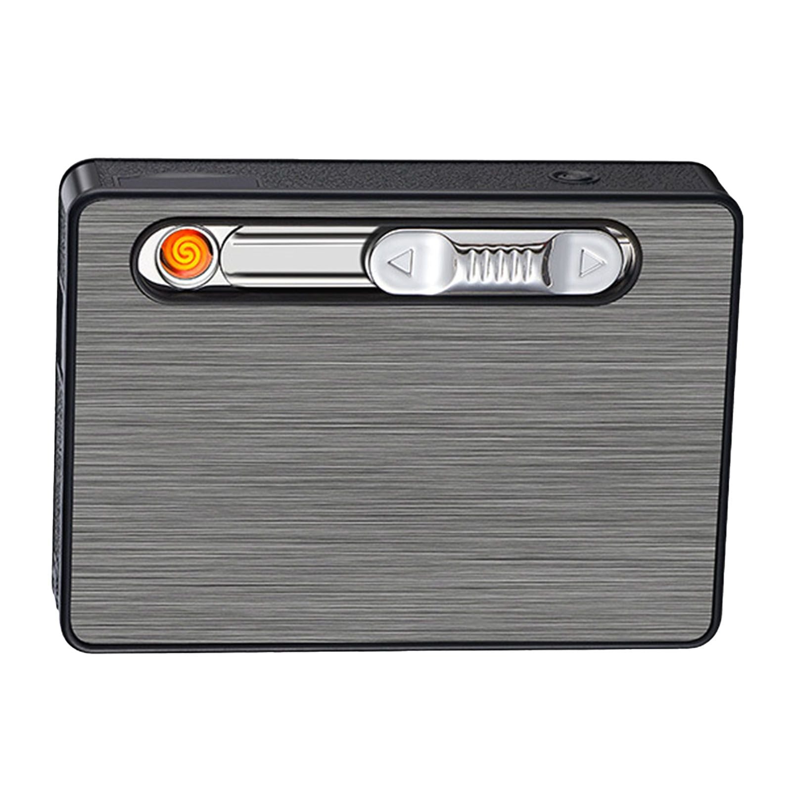 Cigarette Case 3 in 1 Multi Function Rechargeable Cigarette Holder with Windproof Lighter LED Light for 10pcs Cigarettes